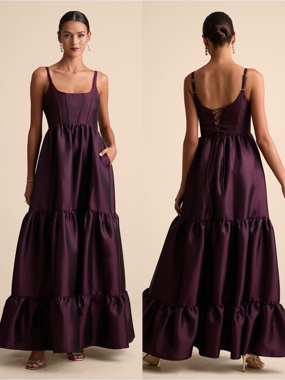 LULU’S Avalie Plum Purple Tiered Bustier Maxi Dress